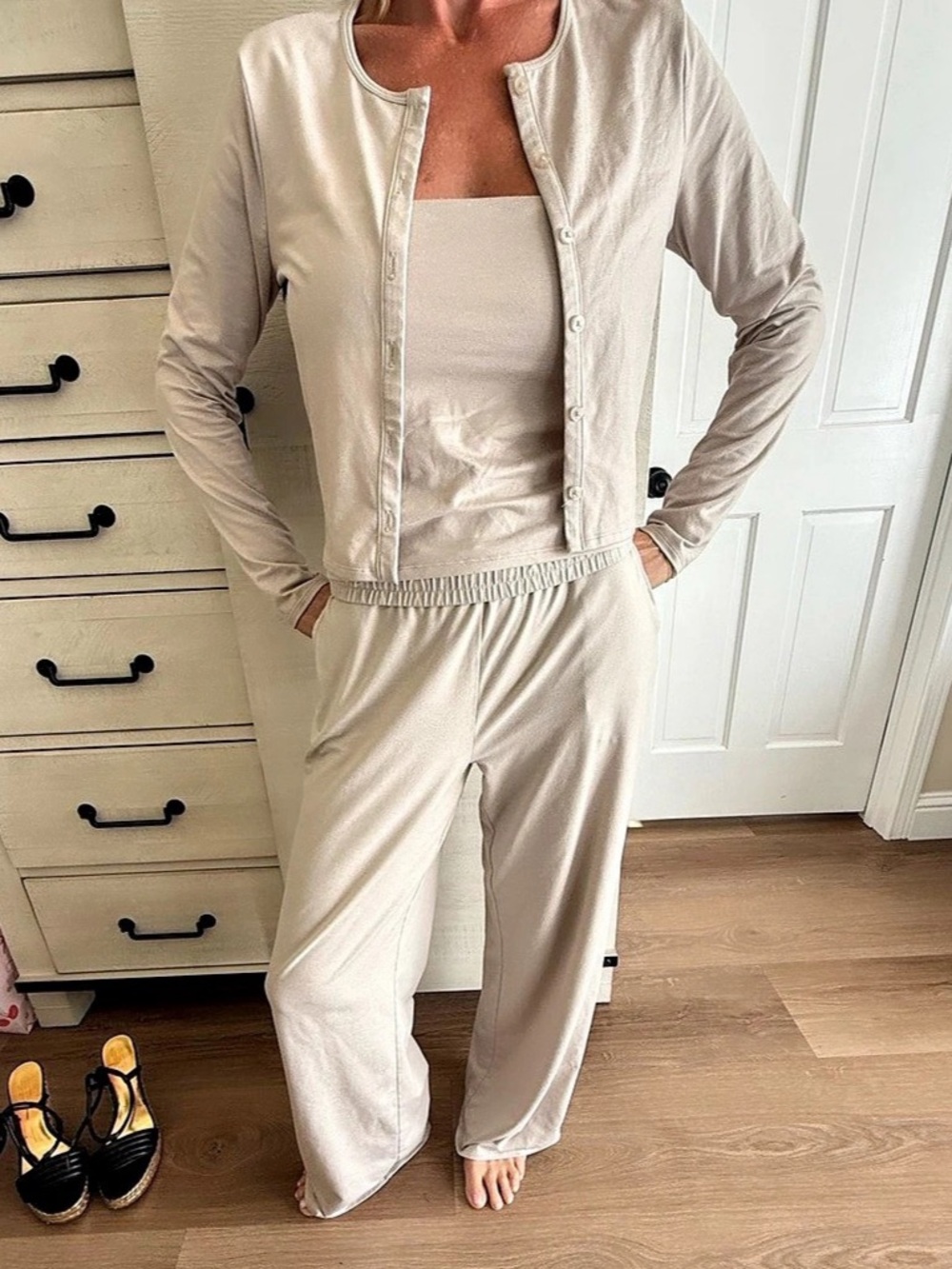 Vuori 3 piece Matching Set in Ecru Heather
